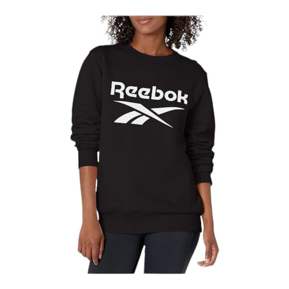 Reebok Sweatshirt Identity big logo fleece crewneck black Medium M - Picture 1 of 2